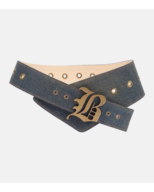 Blumarine Logo Denim Belt in Blue Lyst