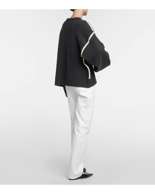 Totême  Black Embroidered Wool Jumper