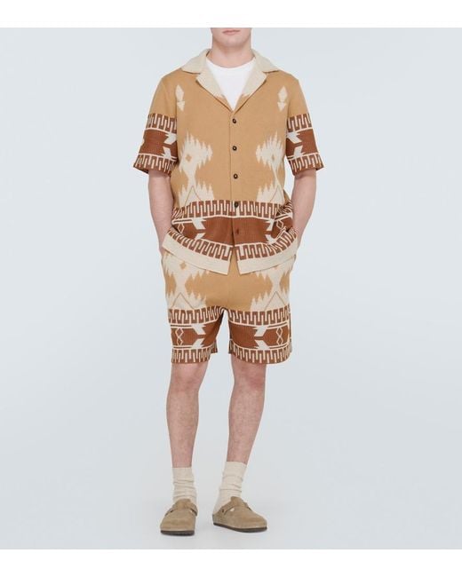 Alanui Natural Bermuda Shorts With Icon Piquet Pattern for men
