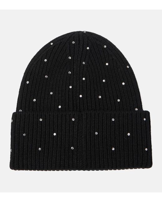 Versace Black Embellished Wool Beanie