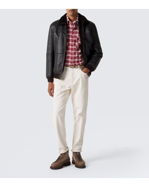 Eleventy Red Plaid Cotton Shirt for men