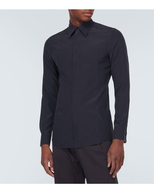 Dolce & Gabbana Blue Silk Crepe De Chine Shirt for men
