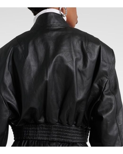 Wardrobe NYC Black Cropped-Bomberjacke Aus Leder