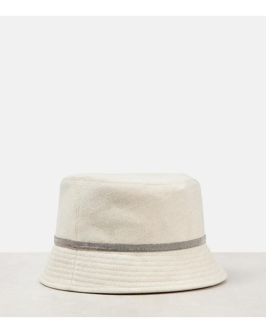 Brunello Cucinelli Natural Linen Canvas Bucket Hat
