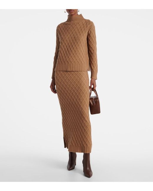 Max Mara Brown Po Knitted Camel Hair Maxi Skirt