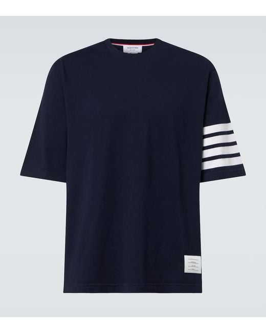 Camiseta De Jersey De Algodon Con 4-Bar Thom Browne de hombre de color Blue
