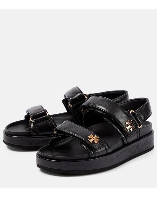 Tory Burch Black Kira Leather Platform Sandals