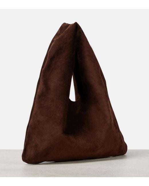 The Row Brown Bindle Small Suede Tote Bag