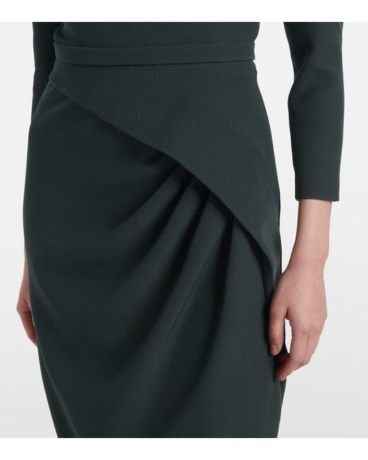 Safiyaa Green Mahir Draped Crepe Gown