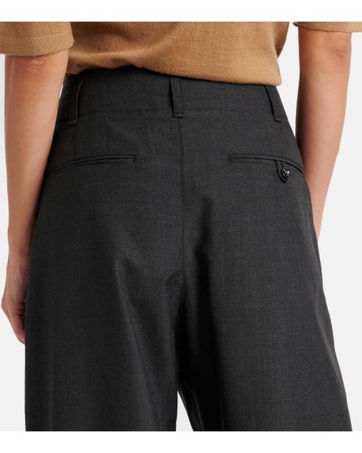 Lemaire Blue Pleated Twill Wide-Leg Pants