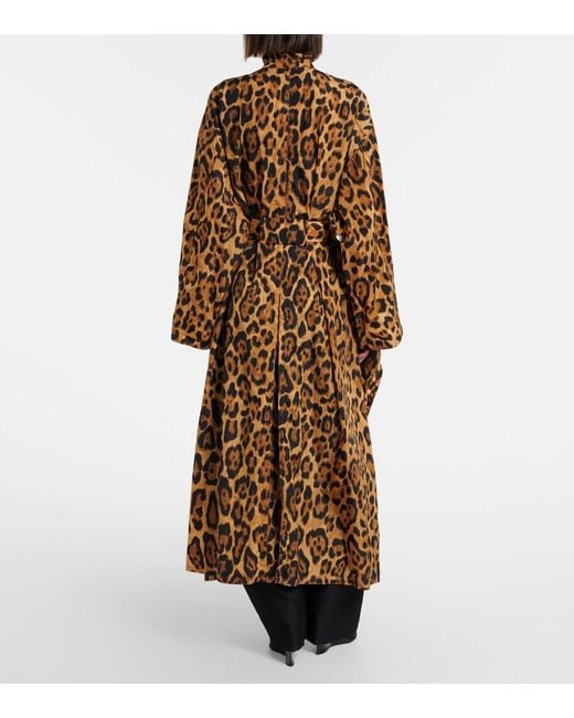 Alaïa Brown Animal-Print Taffeta Trench Coat