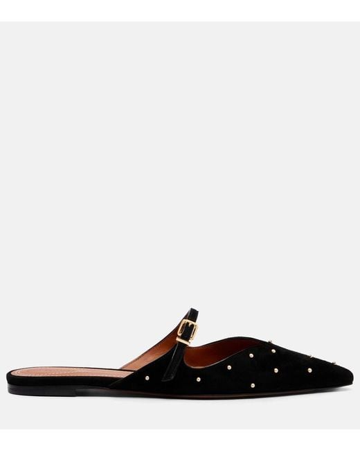 Zimmermann Black Aura Studded Suede Mules
