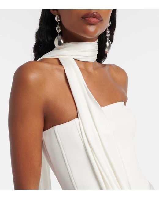 David Koma White Embellished Bustier Gown