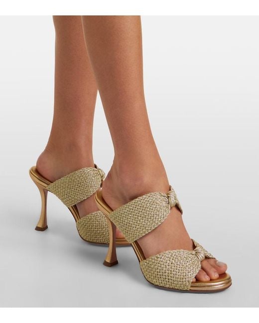 Aquazzura Natural Smile Raffia-Effect Mules