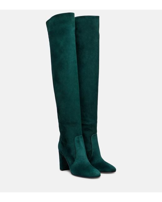 Gianvito Rossi Green Suede Over-The-Knee Boots