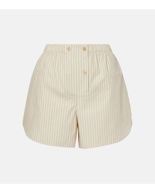 The Row Natural Nicasia Striped Cotton Poplin Shorts