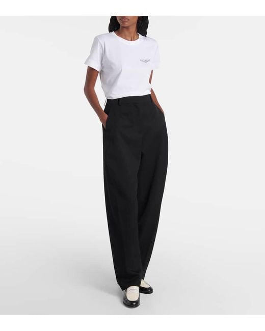 Givenchy Blue Cocoon Wool Grain De Poudre Barrel-Leg Pants