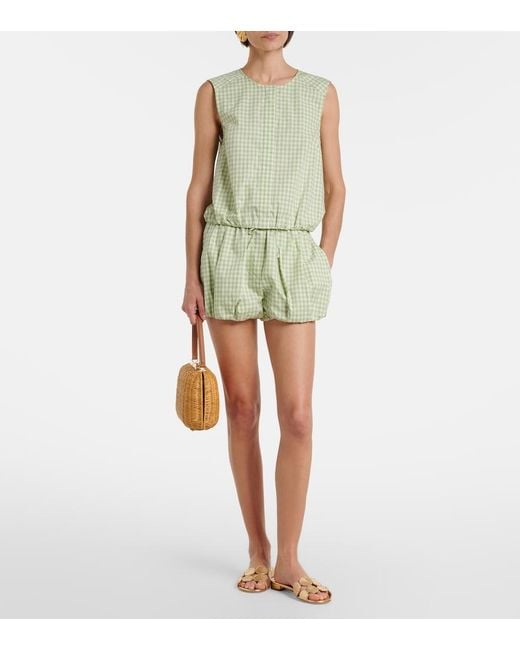 Jonathan Simkhai Green Gingham Cotton-Blend Shorts
