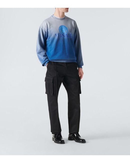 Versace Blue Medusa Tie-Dye Cotton Jersey Sweatshirt for men