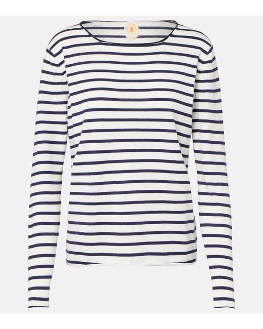 Jardin Des Orangers White Striped Cotton, Silk And Cashmere T-Shirt