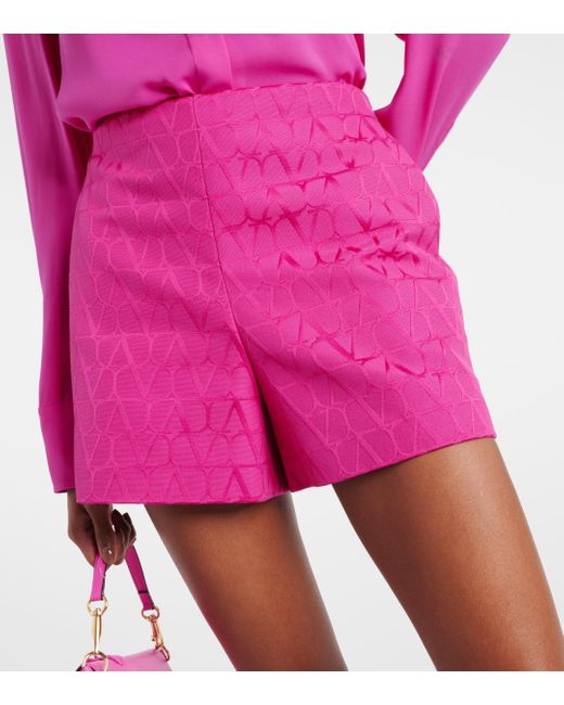 Valentino Pink Vlogo Cotton-blend Shorts