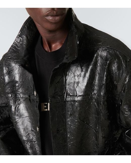 Rick Owens Black Coated Denim Jacket for men