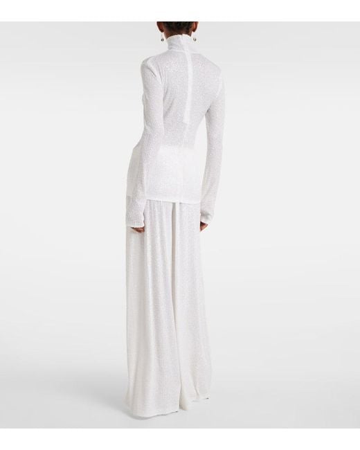 Jersey De Cuello Alto Acanalado Con Lentejuelas Norma Kamali de color White