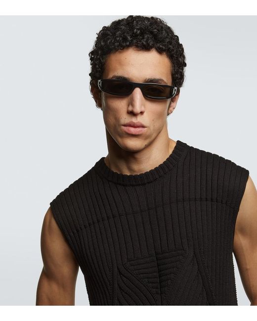 Rick Owens Blue Fog Rectangular Sunglasses for men