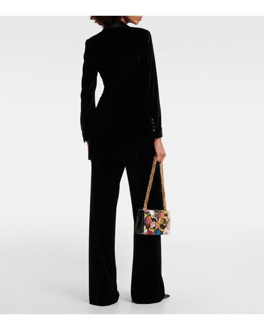 Dolce & Gabbana Black Double-Breasted Velvet Blazer