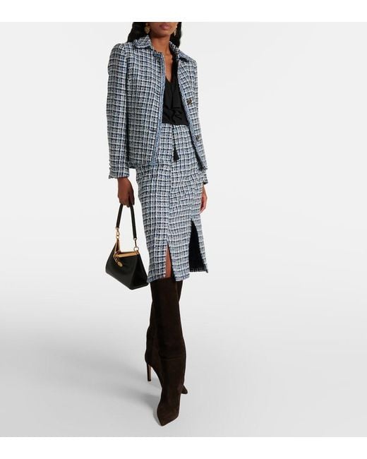 Etro Blue Cotton-Blend Tweed Jacket
