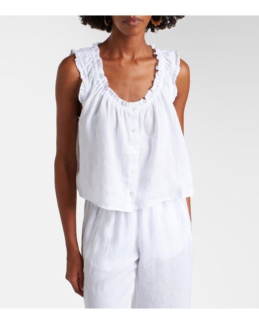 Velvet White Tana Linen Top