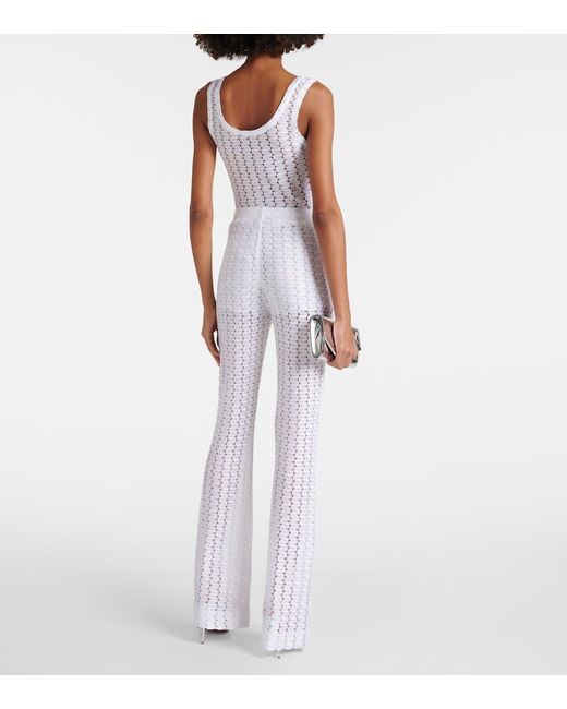 Missoni White High-rise Open-knit Flared Pants