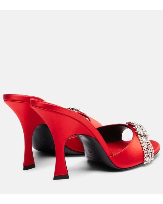 Magda Butrym Red Pantoletten Aus Satin Mit Kristallen