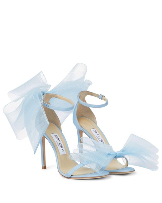 Jimmy Choo Blue Aveline 100 Bow-trimmed Sandals
