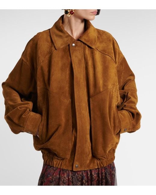 Saint Laurent Brown Suede Bomber Jacket