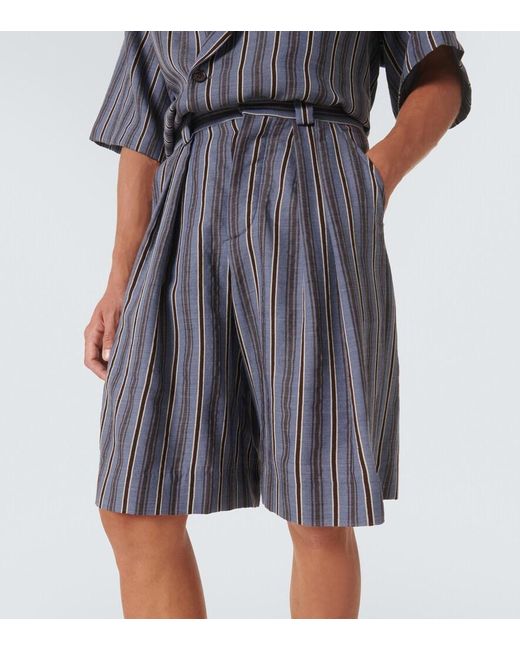 King & Tuckfield Blue Striped Wool Bermuda Shorts for men