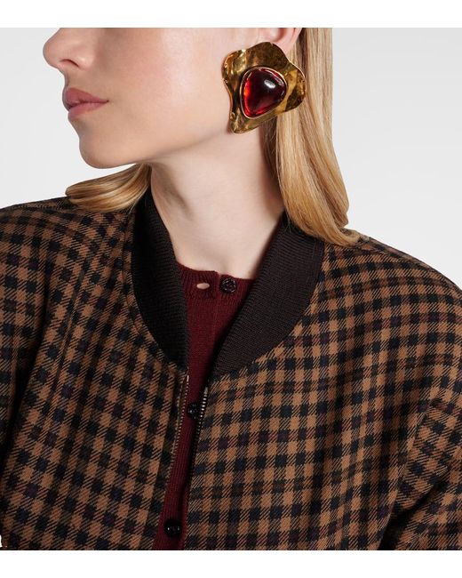 Saint Laurent Brown Verzierte Clip-Ohrringe