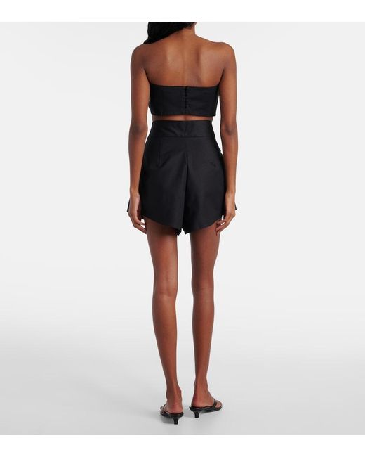 Adriana Degreas Black High-Rise Cotton-Blend Shorts