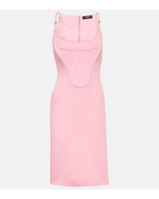 Versace Pink Corset Crepe Midi Dress