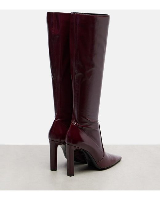 Saint Laurent Red Francoise 95 Leather Knee-High Boots
