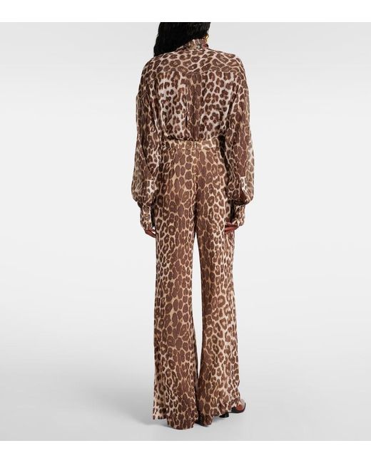 Zimmermann Natural Leopard-Print Flared Pants