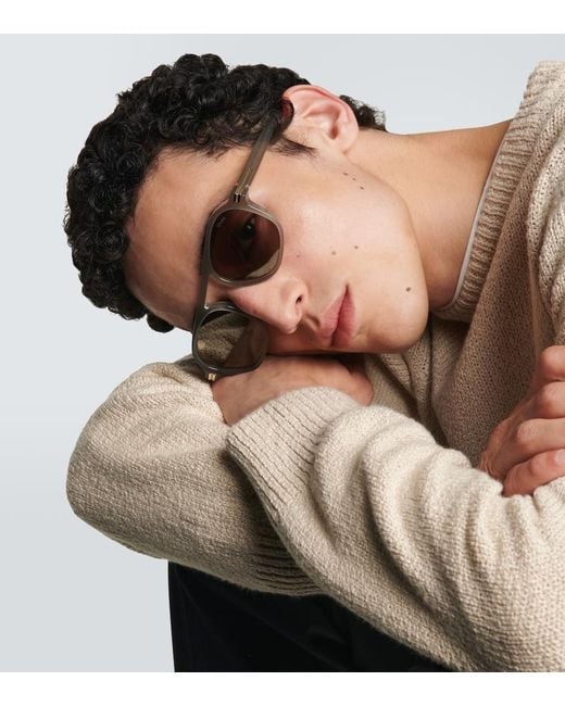 Zegna Gray Aurora Ii Flat-Top Sunglasses for men
