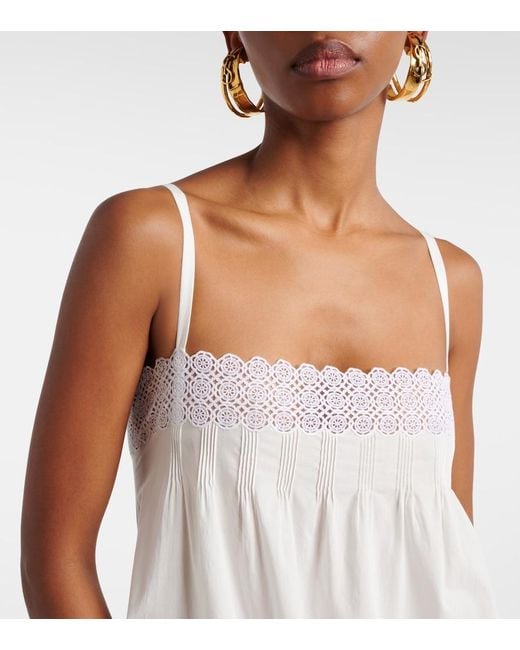 Saint Laurent White Embroidered Cotton Poplin Maxi Dress