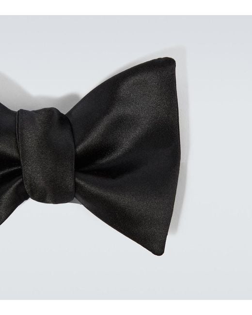 Brunello Cucinelli Black Silk And Cotton Satin Bow Tie for men