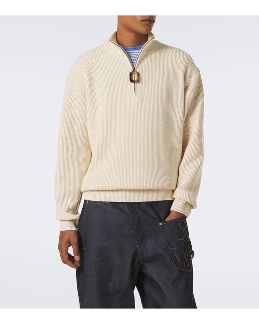 J.W. Anderson Natural Ribbed-Knit Wool And Cotton Sweater for men