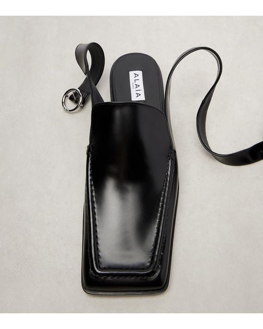 Alaïa Black Leather Slingback Flats