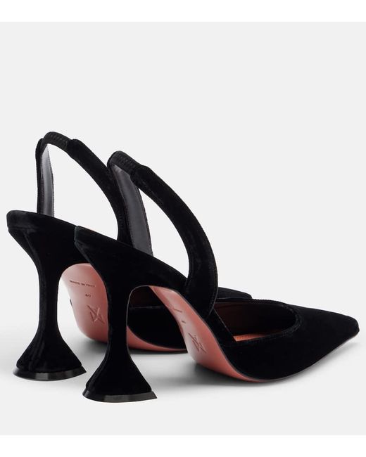 AMINA MUADDI Black Holli 95 Velvet Slingback Pumps