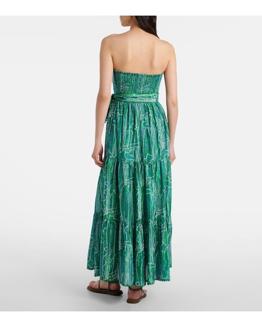 Poupette Green Thelma Printed Cotton-Blend Maxi Dress
