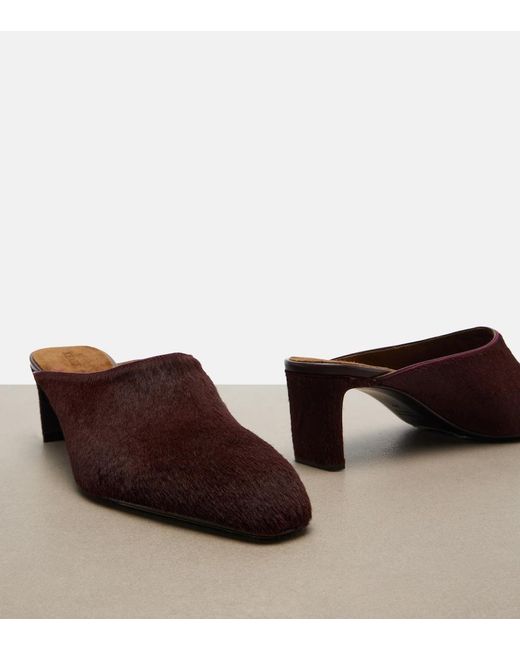 Khaite Brown Colt Calf Hair Mules