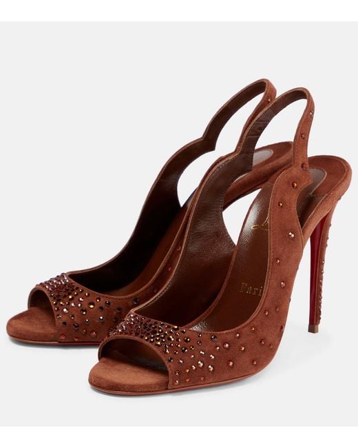 Christian Louboutin Brown Nudes Degrachick Suede Sandals